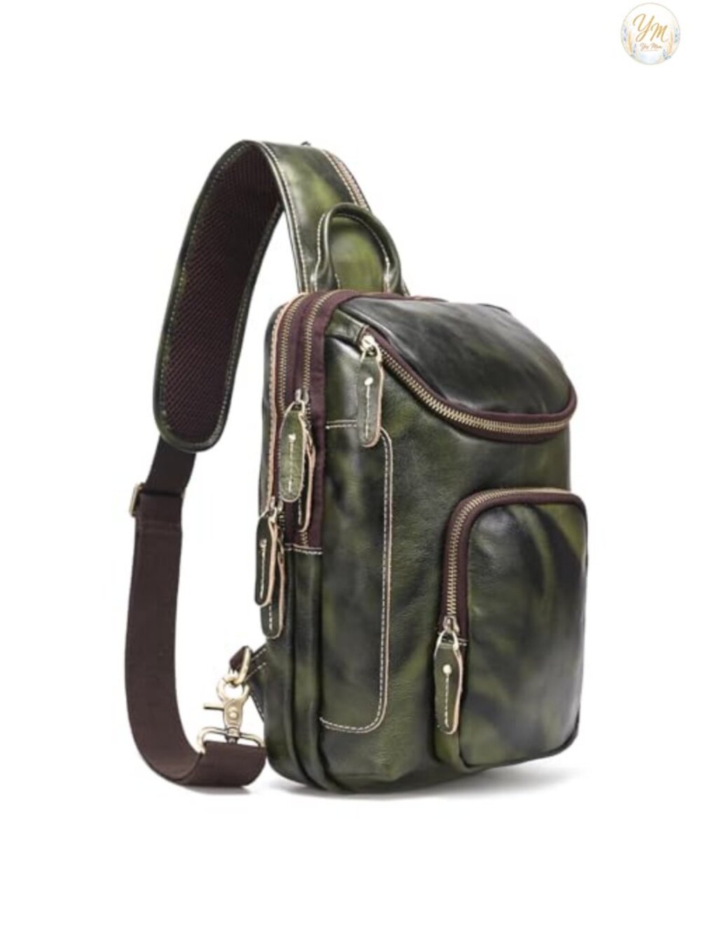 Vintage Full Grain Leather Sling Bag Crossbody Chest Daypack